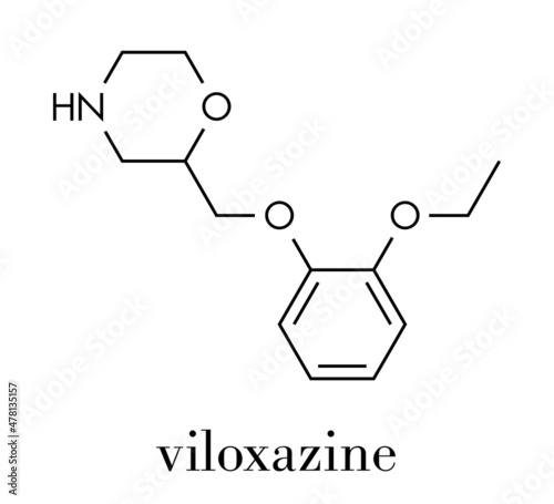Viloxazine drug molecule. Skeletal formula.