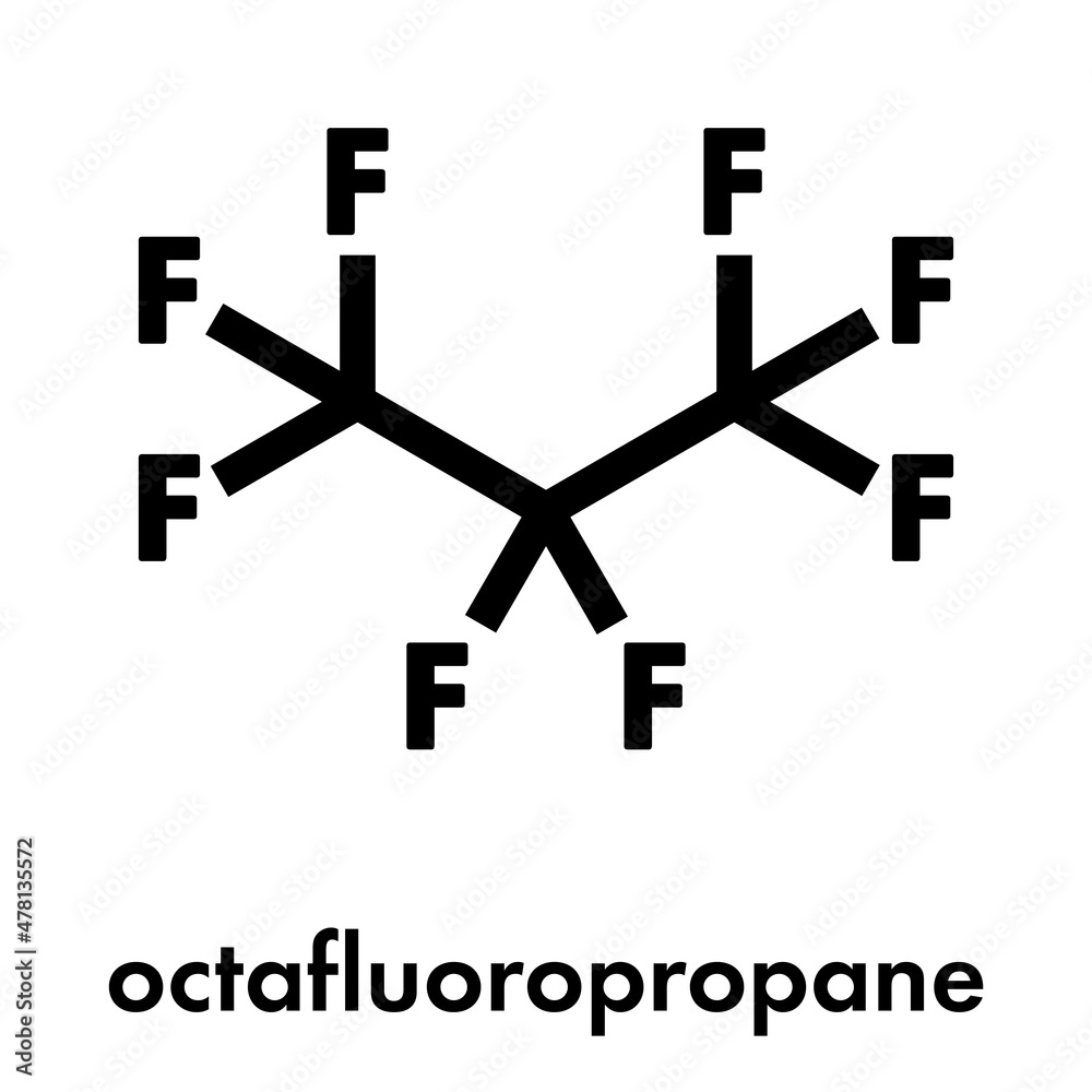Fototapeta premium Octafluoropropane perfluorocarbon molecule. Skeletal formula.