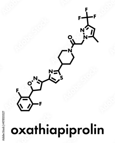Oxathiapiprolin fungicide molecule. Skeletal formula.