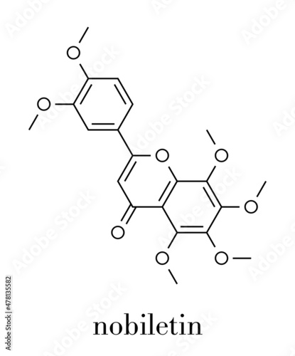 Nobiletin flavonoid molecule. Skeletal formula. photo