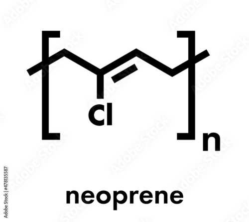 Neoprene (polychloroprene) synthetic rubber, chemical structure. Skeletal formula.