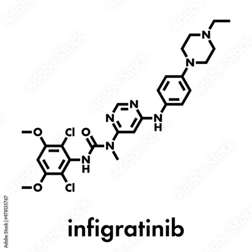 Infigratinib drug molecule. Skeletal formula.