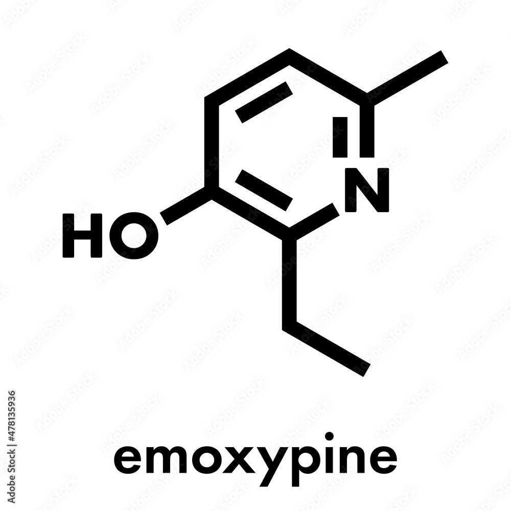 Emoxypine antioxidant molecule. Skeletal formula. Emoxypine antioxidant molecule. Skeletal formula.