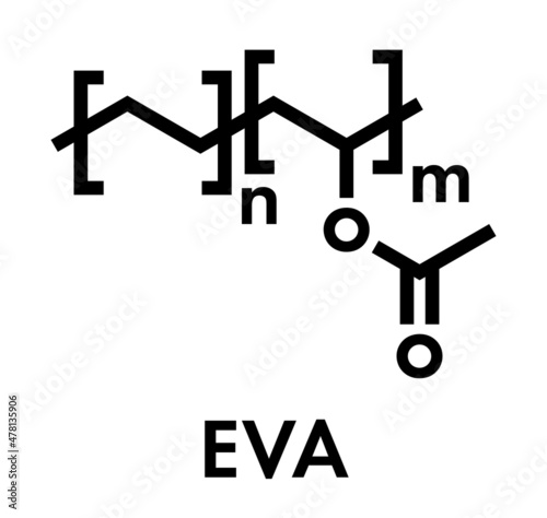Ethylene-vinyl acetate (EVA) copolymer, chemical structure. Skeletal formula.