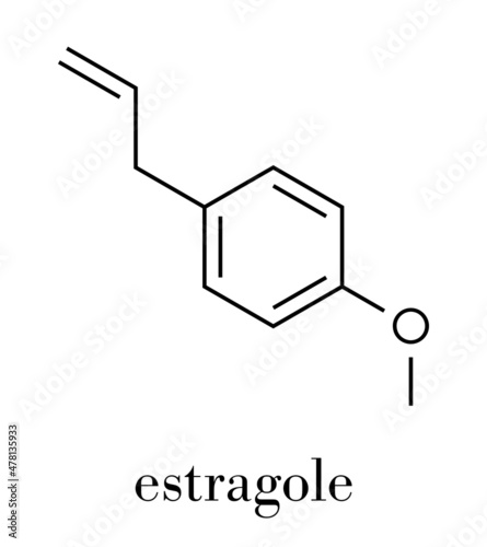Estragole herbal molecule. Skeletal formula. photo