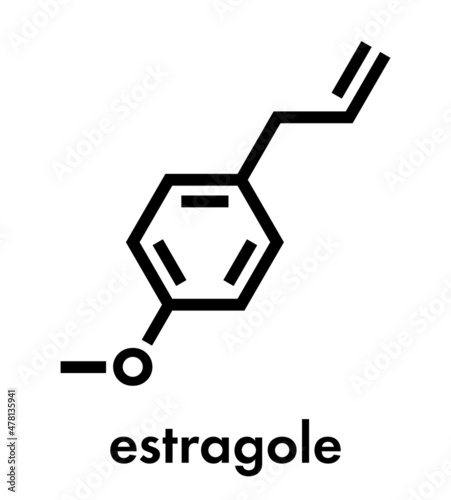 Estragole herbal molecule. Skeletal formula.