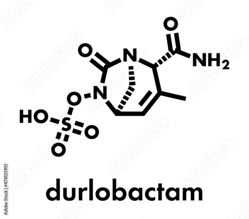 Durlobactam antibiotic drug molecule. Skeletal formula.