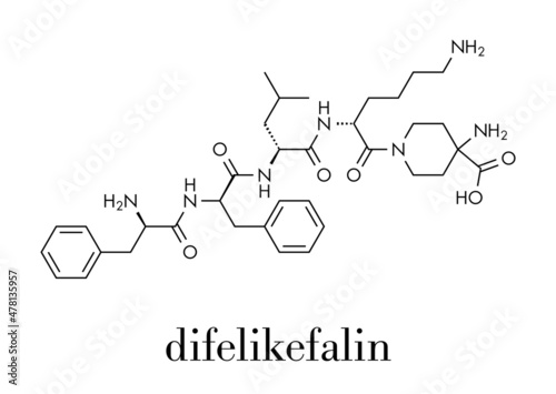 Difelikefalin drug molecule. Skeletal formula.