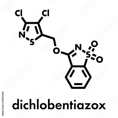 Dichlobentiazox fungicide molecule. Skeletal formula.