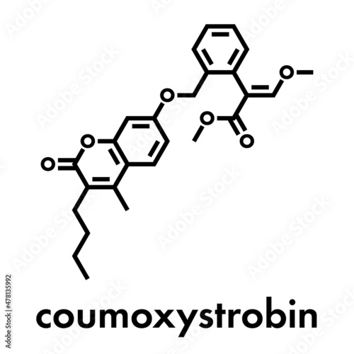 Coumoxystrobin fungicide molecule. Skeletal formula.