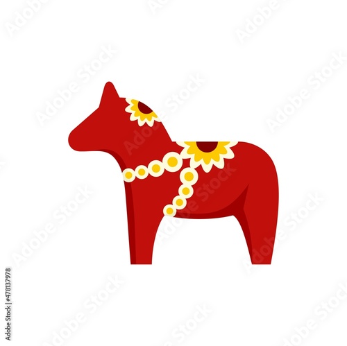 Swedish red horse icon flat isolated vector photo