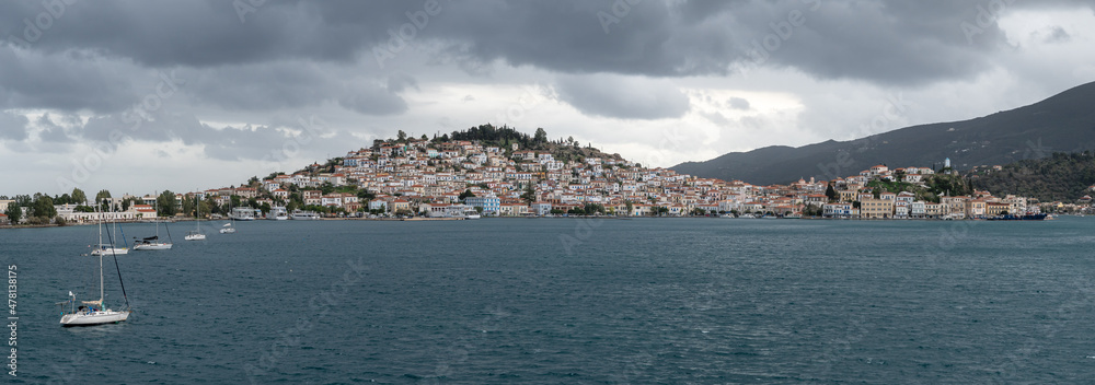 Panoramic view of Poros old town