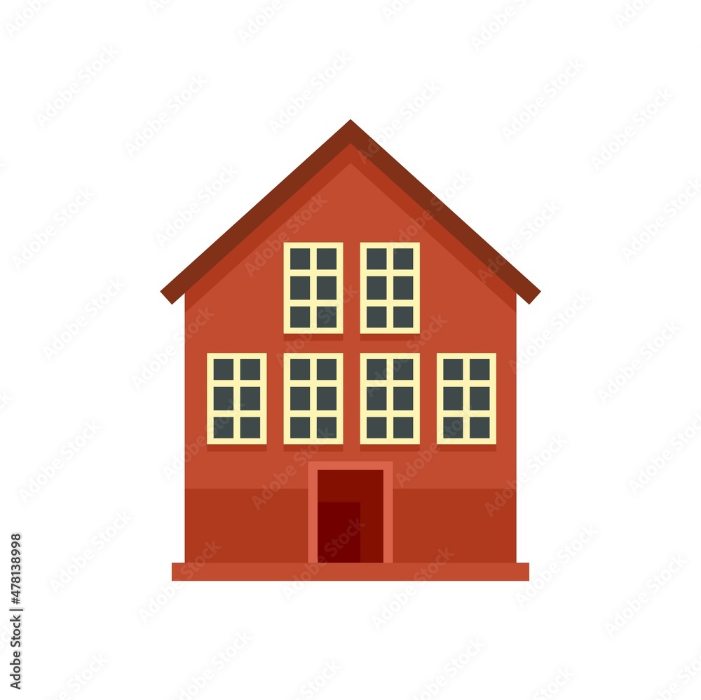 Wood swedish house icon flat isolated vector Wood swedish house icon flat isolated vector