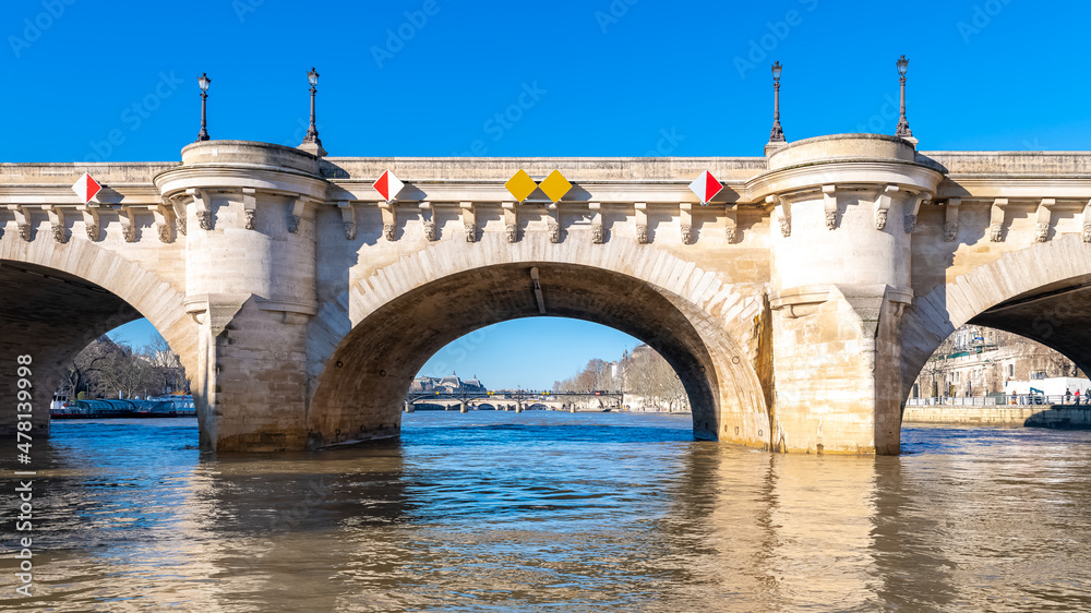 Paris, the Pont-Neuf on the Seine, typical panorama
