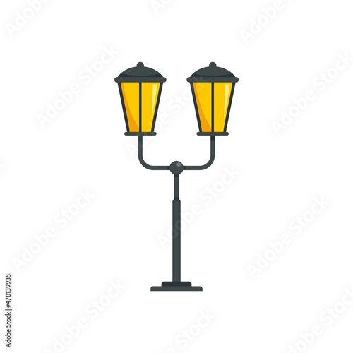 French street light pillar icon flat isolated vector