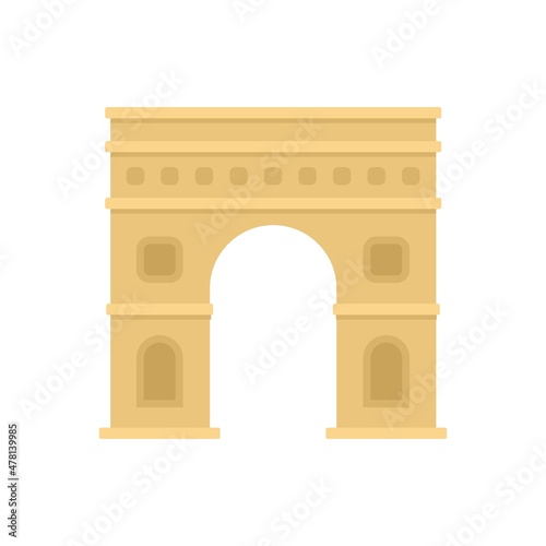Paris triumphal arch icon flat isolated vector