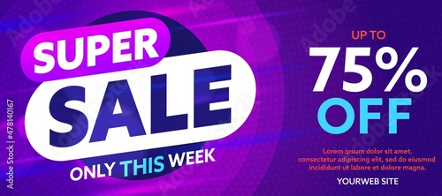 Super sale banner template with discount promotion