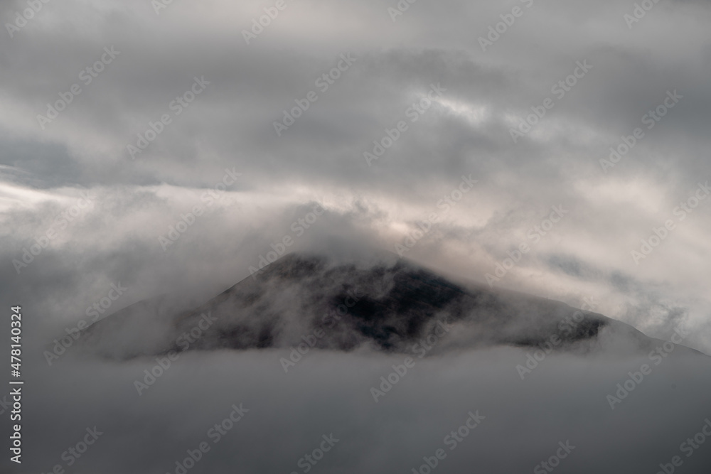 Stunning clouds around the peak of Ben Nevis mountain in Scotland, UK - 2021 Stunning clouds around the peak of Ben Nevis mountain in Scotland, UK - 2021