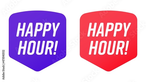 Happy hour sale sticker badge isolated set on white