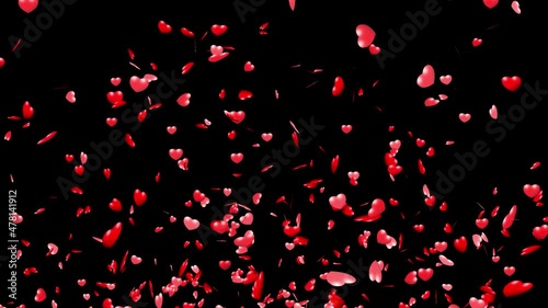 Valentines Hearts Explosion On Alpha Channel, 4K