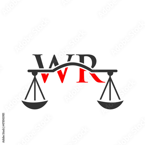 Law Firm Letter WR Logo Design. Lawyer, Justice, Law Attorney, Legal, Lawyer Service, Law Office, Scale, Law firm, Attorney Corporate Business WR Initial Letter Logo Template