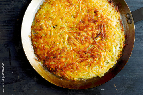 golden swiss rosti fried potato pancake