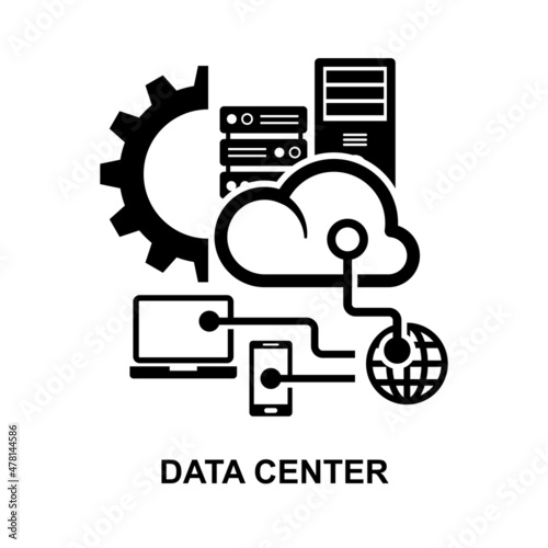 Data center icon isolated on white background vector illustration.