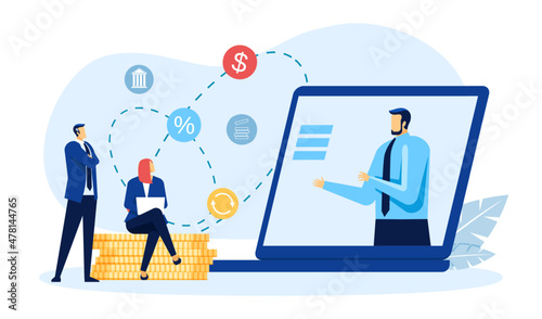 Online service bank account, web banking application. Vector online web service, bank account illustration