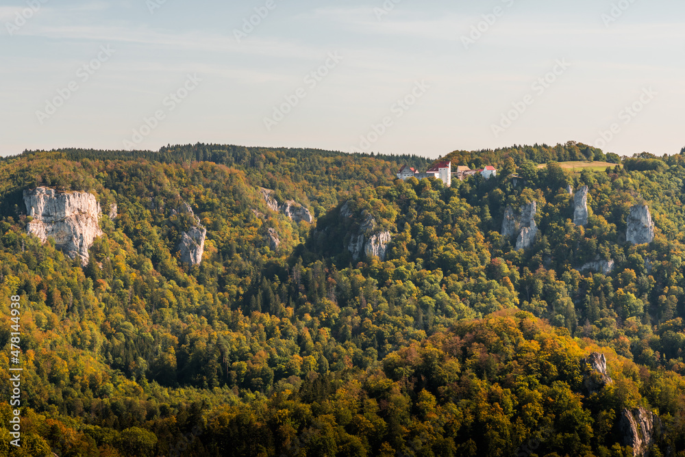 Blick auf Burg Wildenstein im Oberen Donautal, Naturpark Obere Donau, Schwäbische Alb, Baden-Württemberg, Deutschland