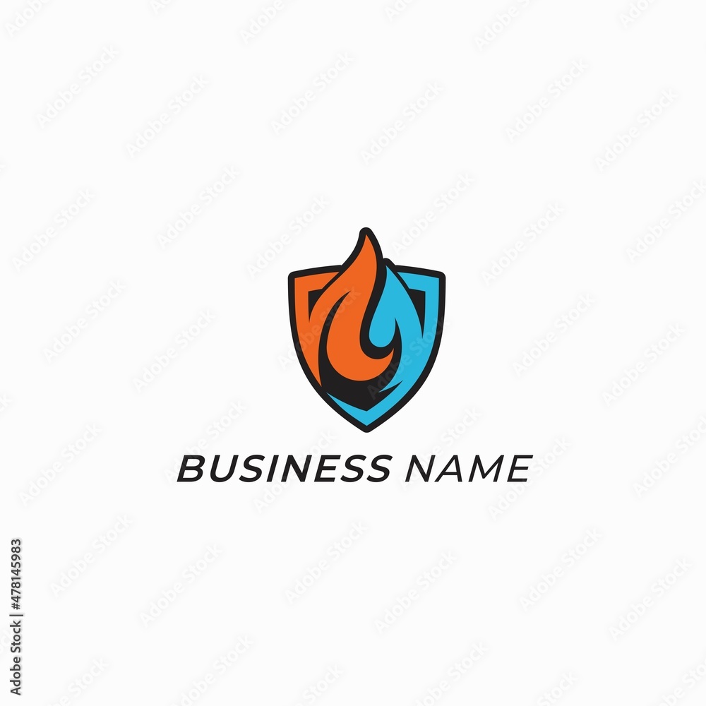 Obraz premium shield logo and fire icon