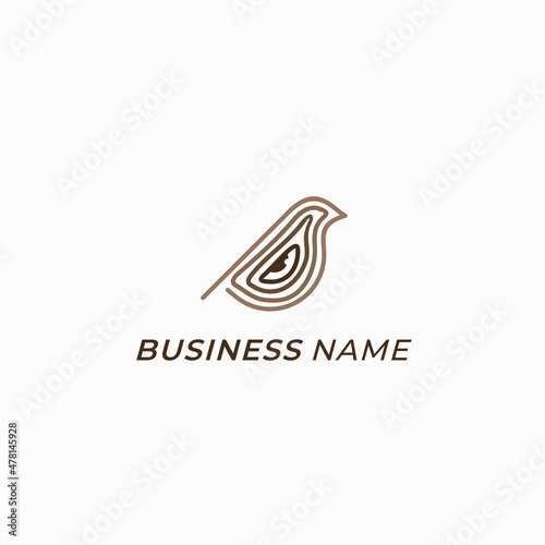 design line logo bird and wood