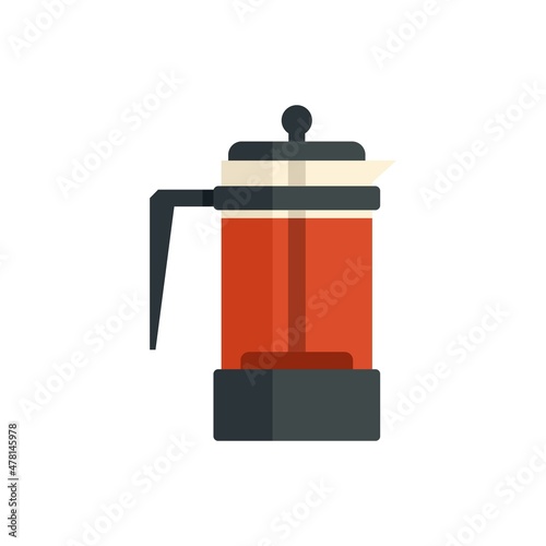 Tea press pot icon flat isolated vector