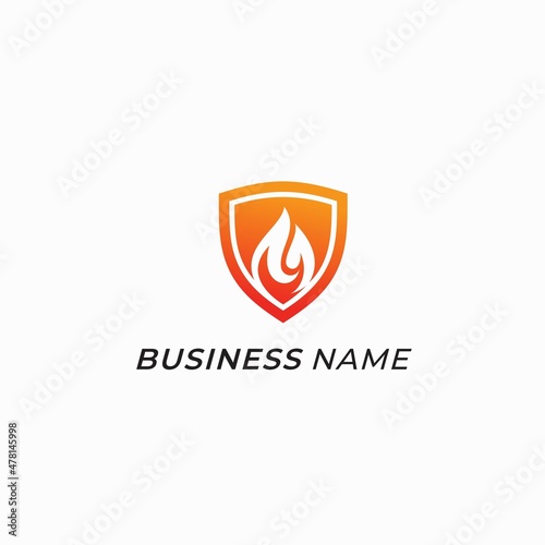 design logo combine fire and shield