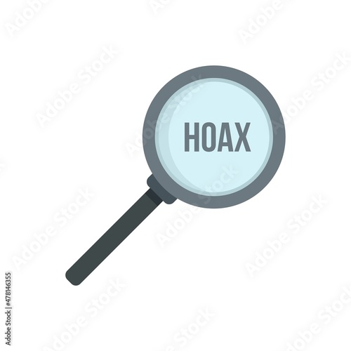 Hoax magnifier icon flat isolated vector