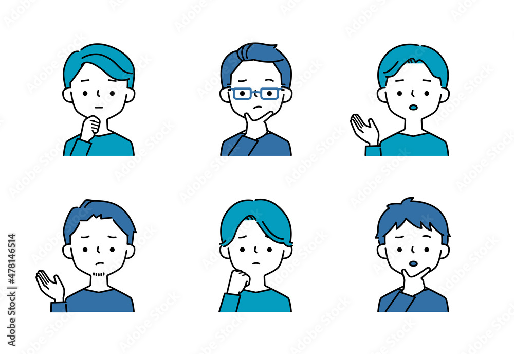 困った表情とポーズの男性のシンプルなイラストセット Stock Vector Adobe Stock 困った表情とポーズの男性のシンプルなイラストセット Stock Vector Adobe Stock