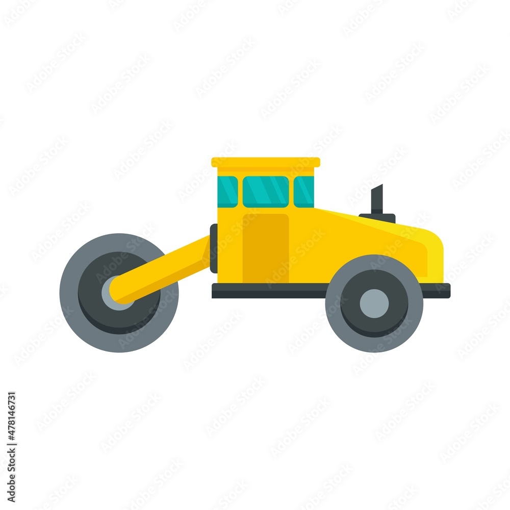 Asphalt road roller icon flat isolated vector Asphalt road roller icon flat isolated vector
