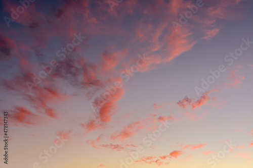 Unusual beautiful pink clouds at sunrise. © zoya54