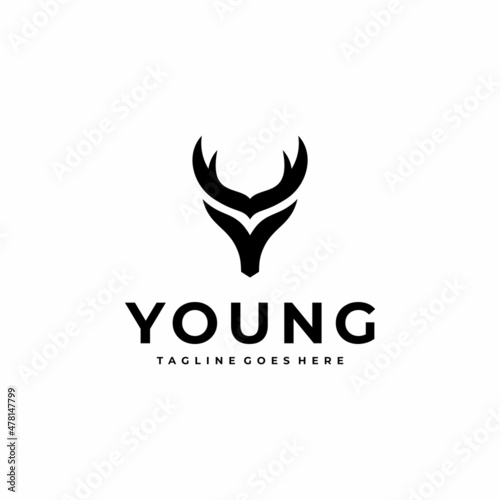 Initial Letter Y Deer Symbol Logo Design