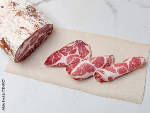 ham on a light background