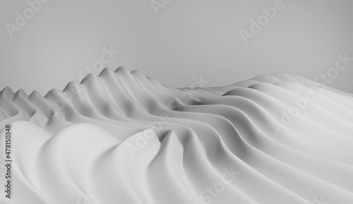Elegant white background with curved wave lines. 3d render illustration