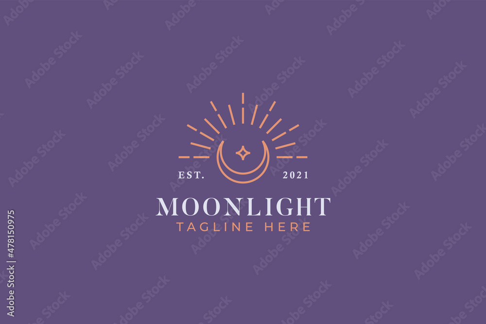 Fototapeta premium Sacred Geometric Moon Light Symbol Logo