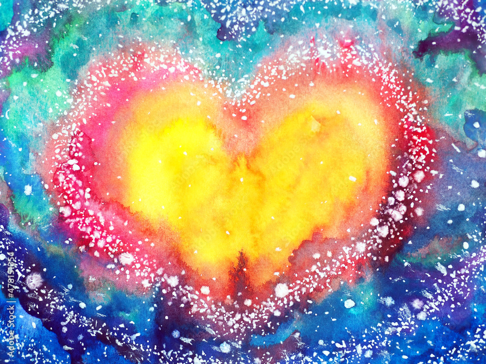 Abstract Colorful Heart Love Mind Mental Spiritual Soul Soulmate Inspiring Universe Emotions Energy Healing Art Watercolor Painting Illustration Design Color Spirit Lgbtq Love Symbol Lgbt Pride Lgbtq Stock Illustration Adobe Stock