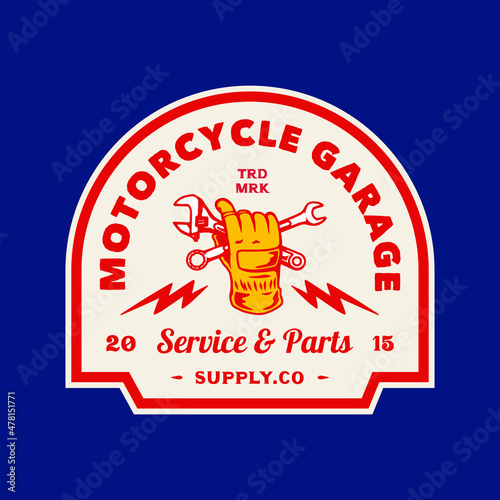 Vintage Motorcycle Garage Logo Badge  Hand made Vector Illustration