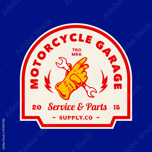 Vintage Motorcycle Garage Logo Badge  Hand made Vector Illustration