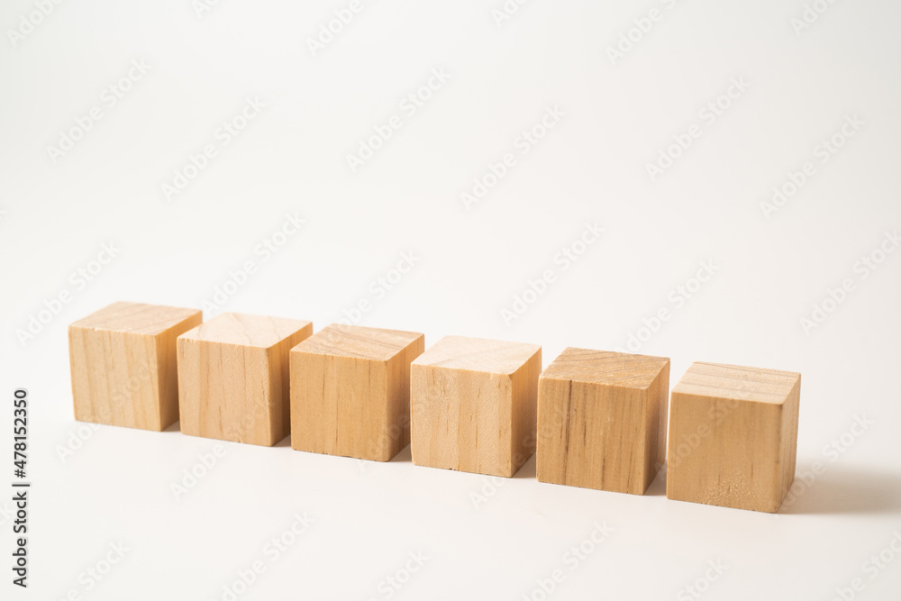 6 wood blocks on white background 6 wood blocks on white background