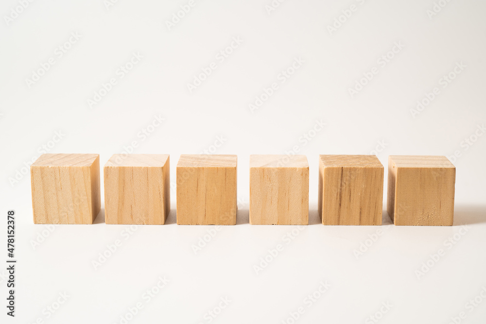 6 wood blocks on white background 6 wood blocks on white background