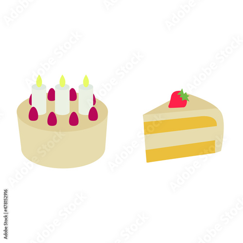 slice of cake emoji candles illustration