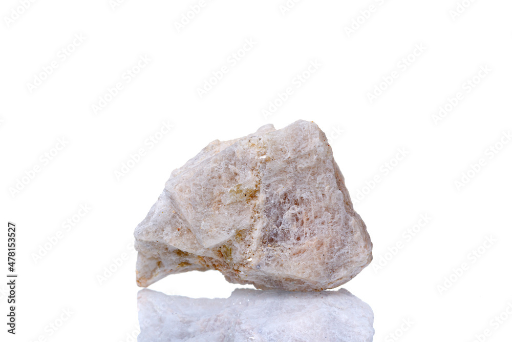 macro mineral stone Wollastonite on a white background