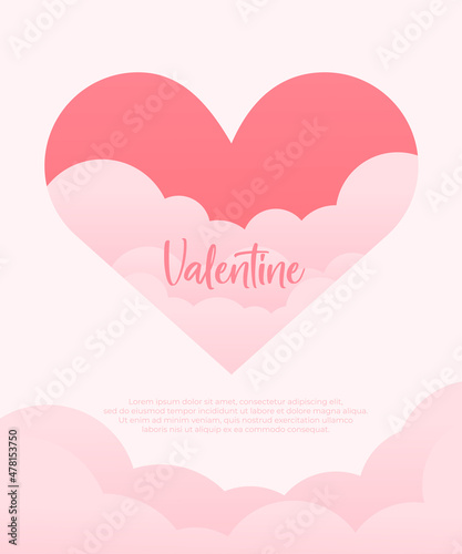 VALENTINE DAY WITH PINK HEART ON WHITE BACKGROUND