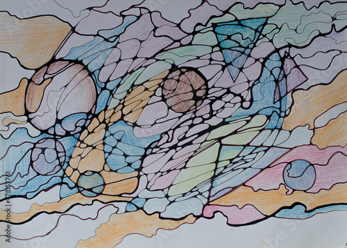 Abstract drawing in the style of spontaneous drawing. Meditative painting.
